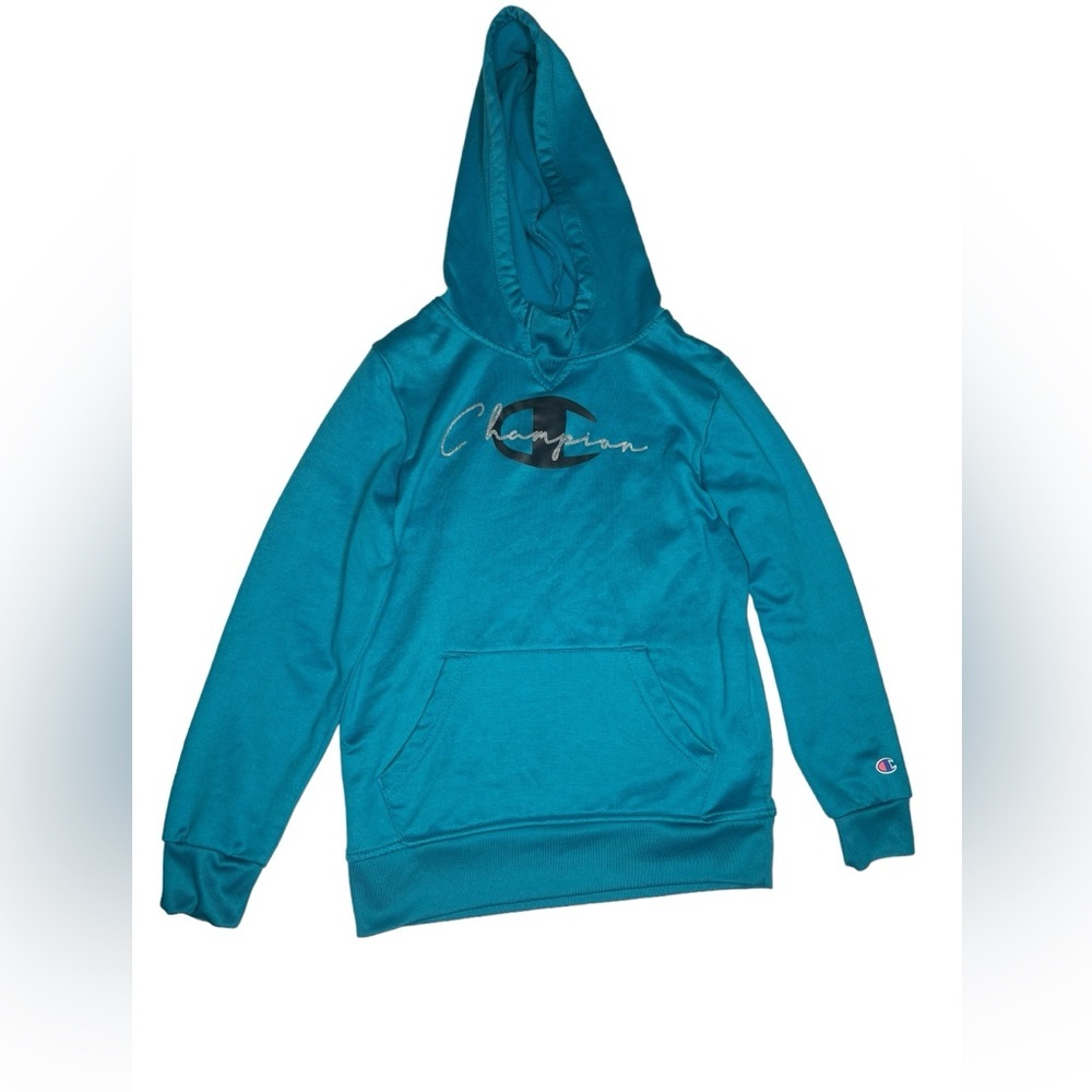 Champion Hooded Sweatshirt, Size Youth 7/8, Glittery Logo